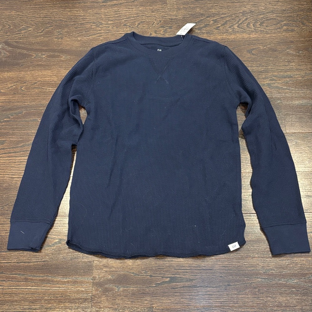 NWT GAP Kids Boy’s Navy Long-Sleeve Waffle Thermal Tee Size XL